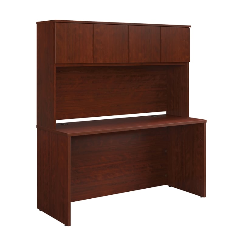 Sauder Affirm Engineered Wood Office Desk with Hutch Set in Classic Cherry