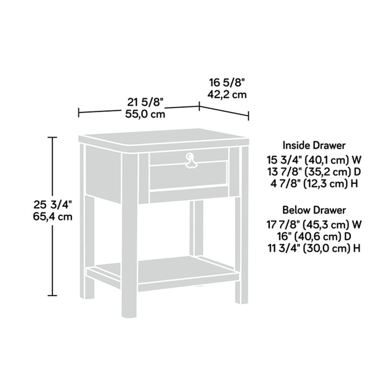 Sauder Isabella Isle Engineered Wood Bedroom Nightstand in White