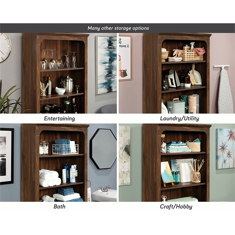 Sauder Miscellaneous Storage Engineered Wood Bookcase in Grand Walnut