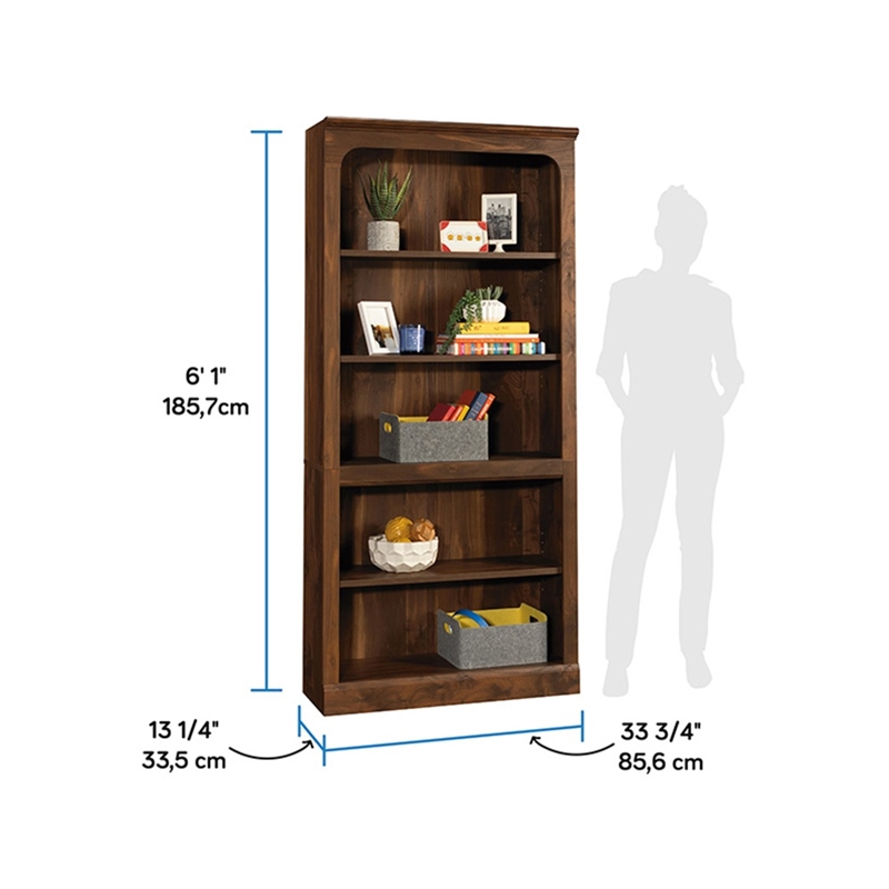 Sauder Miscellaneous Storage Engineered Wood Bookcase in Grand Walnut