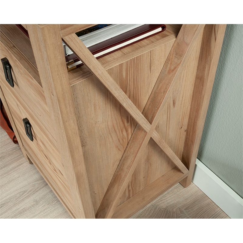 Sauder Newberry Lane Engineered Wood L-Shaped Desk in Khaki Pine