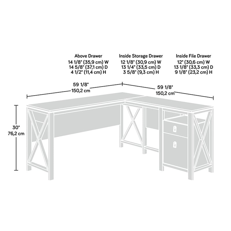 Sauder Newberry Lane Engineered Wood L-Shaped Desk in Khaki Pine