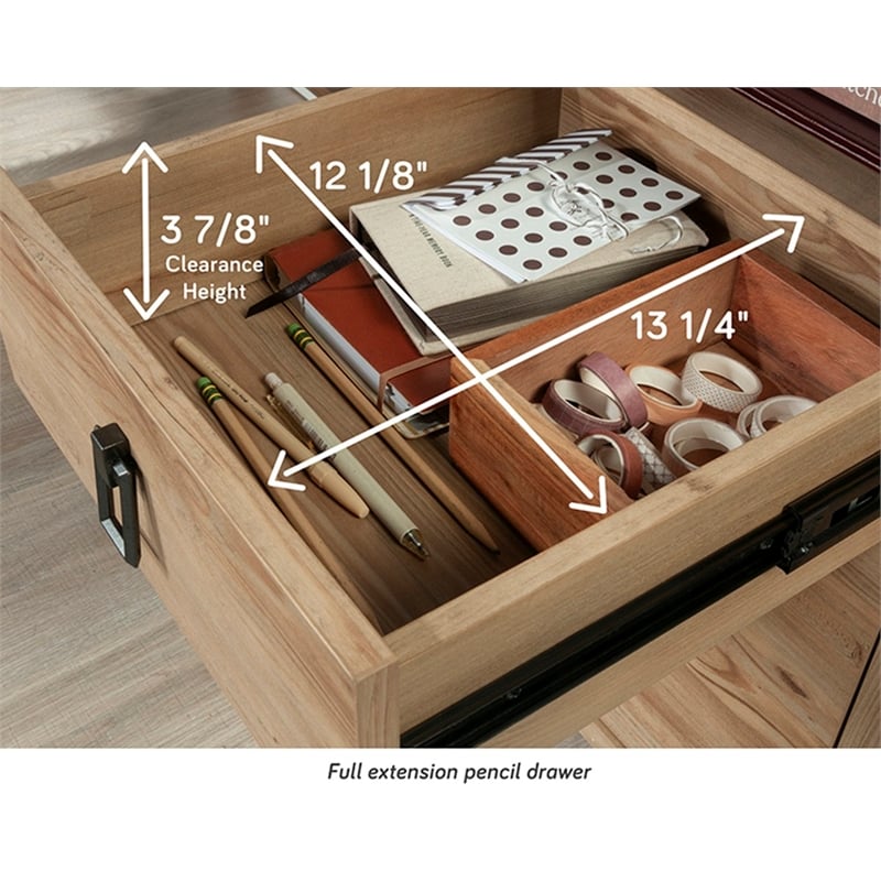 Sauder Newberry Lane Engineered Wood L-Shaped Desk in Khaki Pine
