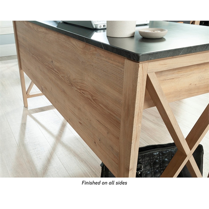 Sauder Newberry Lane Engineered Wood L-Shaped Desk in Khaki Pine