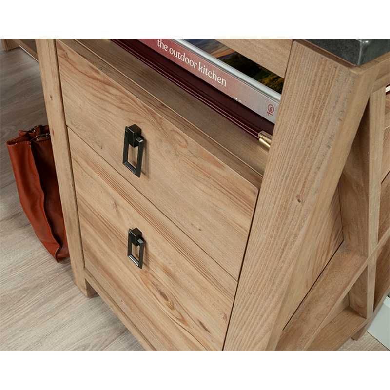 Sauder Newberry Lane Engineered Wood L-Shaped Desk in Khaki Pine