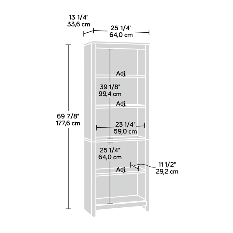 Sauder Dover Edge 3-Adjustable Shelves Bookcase in Glacier Oak