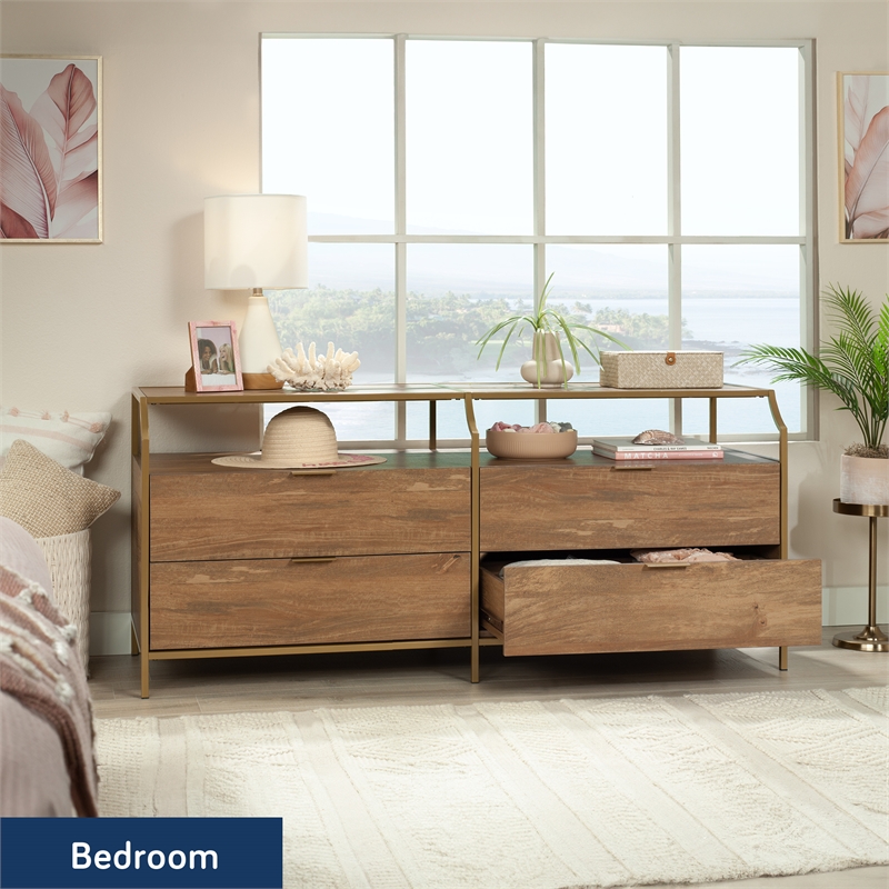 Sauder International Lux 4-Drawers Dresser Sindoori Mango