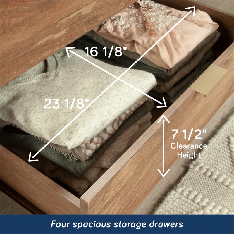 Sauder International Lux 4-Drawers Dresser Sindoori Mango