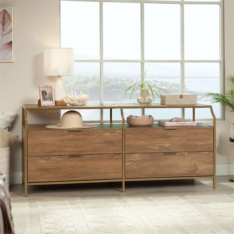 Sauder International Lux 4-Drawers Dresser Sindoori Mango