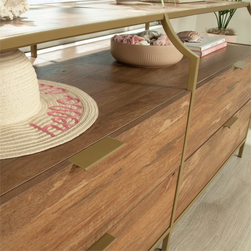 Sauder International Lux 4-Drawers Dresser Sindoori Mango