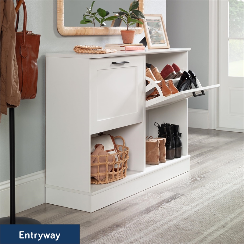 Sauder HomePlus Storage Shoe Cabinet White Finish