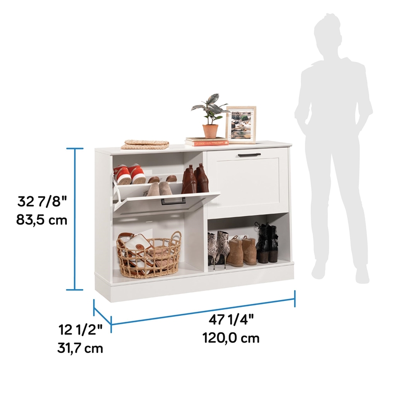 Sauder HomePlus Storage Shoe Cabinet White Finish