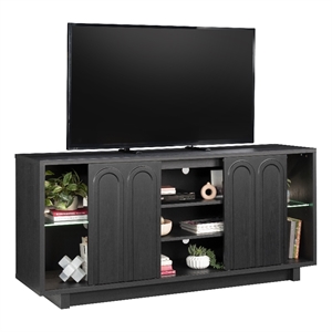 Sauder Misc Entertainment Credenza For TVs Up To 64&quot Raven Oak Finish