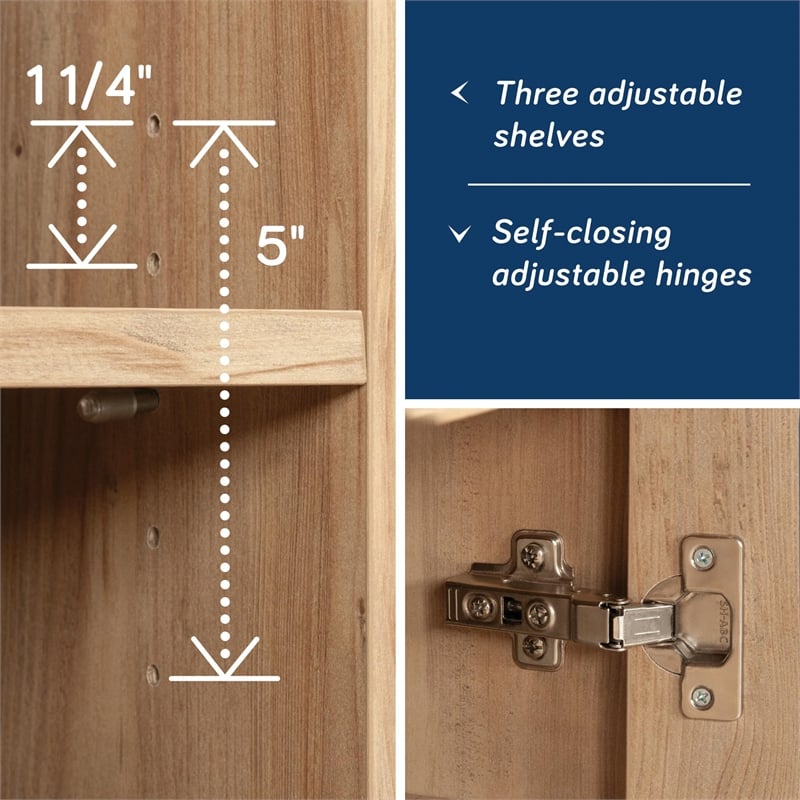 Sauder Newberry Lane Storage Organizer Khaki Pine Finish