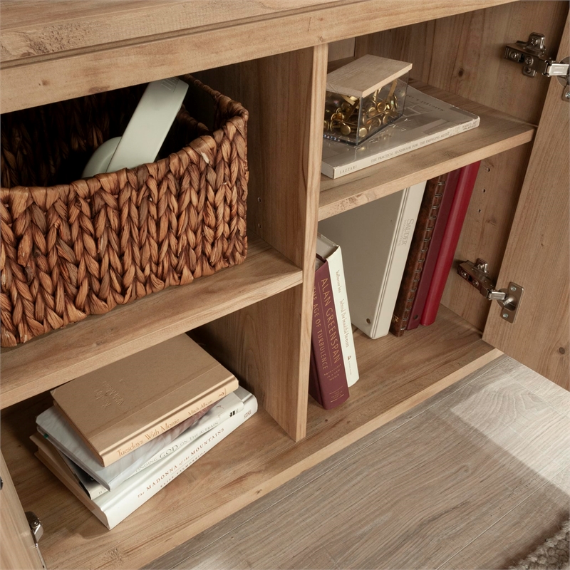 Sauder Newberry Lane Storage Organizer Khaki Pine Finish