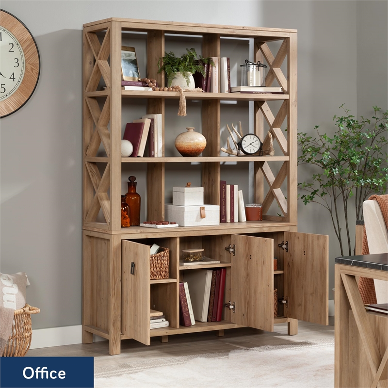 Sauder Newberry Lane Storage Organizer Khaki Pine Finish