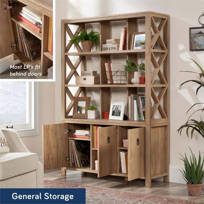 Sauder Newberry Lane Storage Organizer Khaki Pine Finish