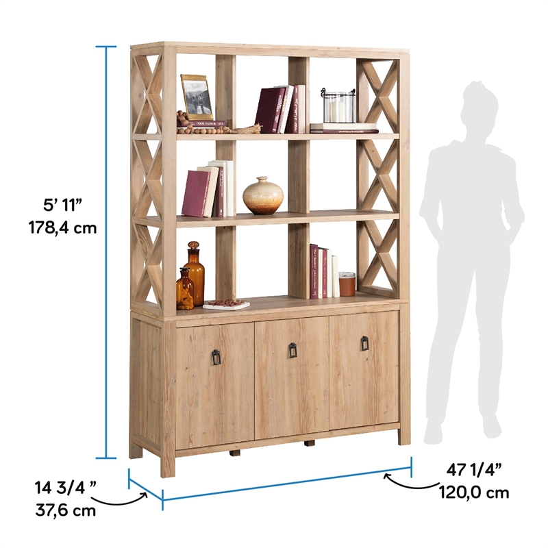 Sauder Newberry Lane Storage Organizer Khaki Pine Finish