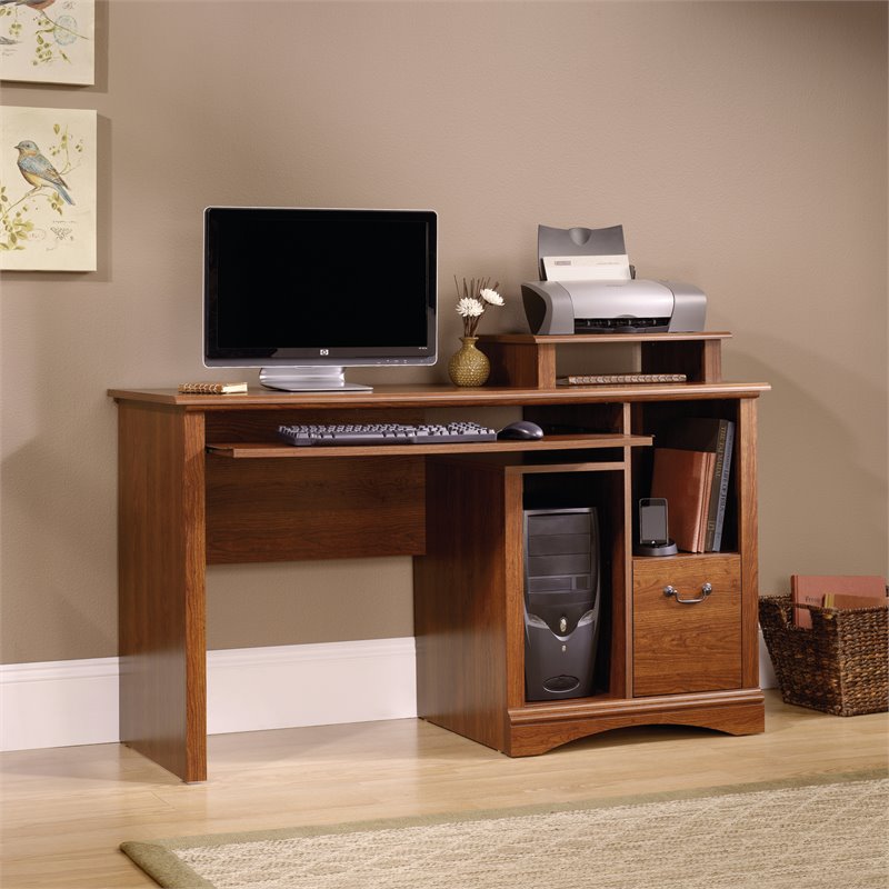 Sauder Camden County Computer Desk In Planked Cherry 101730