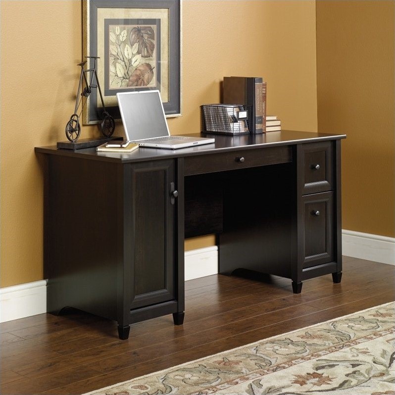 Sauder Edge Water Engineered Wood Computer Desk in Estate Black ...