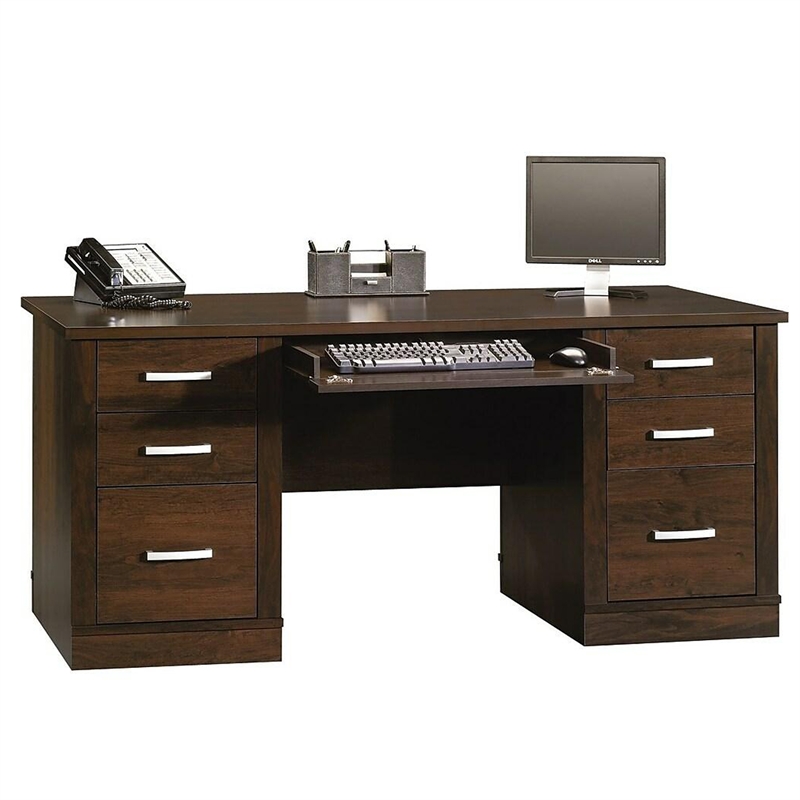 Sauder Office Port Executive Computer Desk in Dark Alder