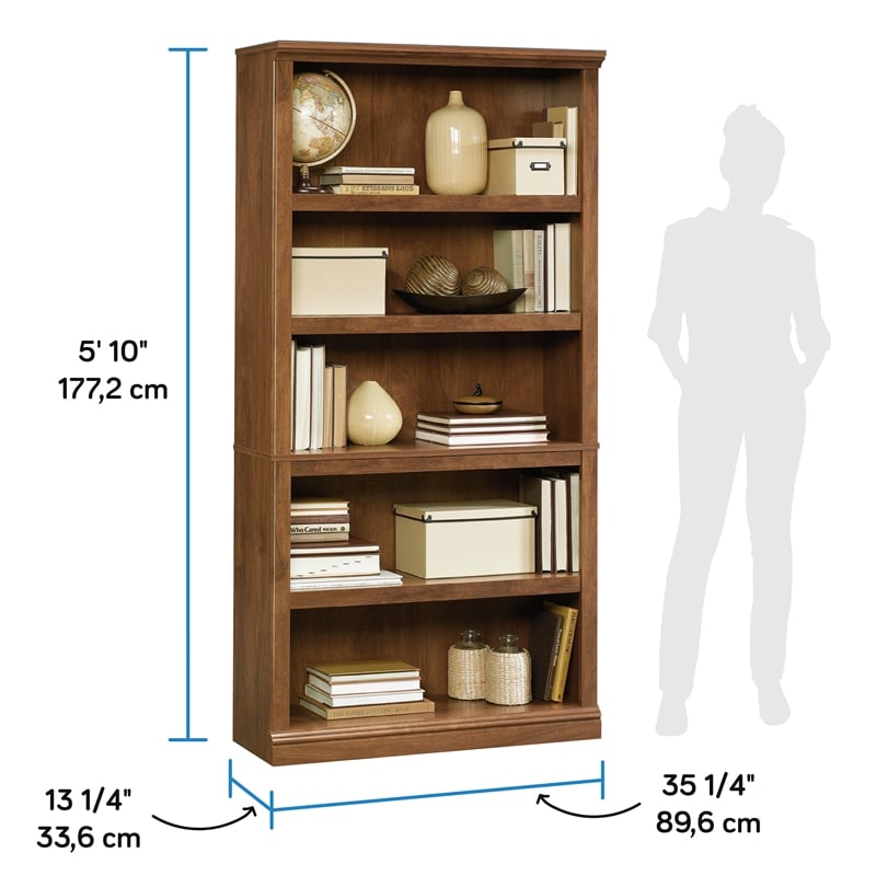 Sauder Select Engineered Wood 5 Shelf Bookcase in Oiled Oak