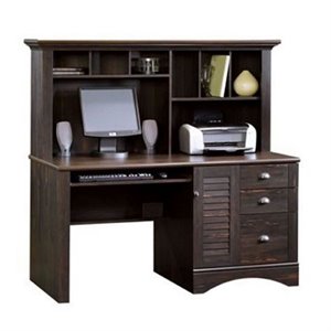 sauder harbor view computer desk with hutch in antiqued paint