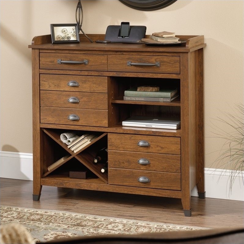 Sauder Carson Forge Sideboard Console in Washington Cherry   414783