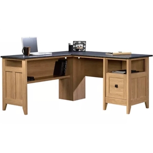 sauder august hill wooden l-shaped computer desk
