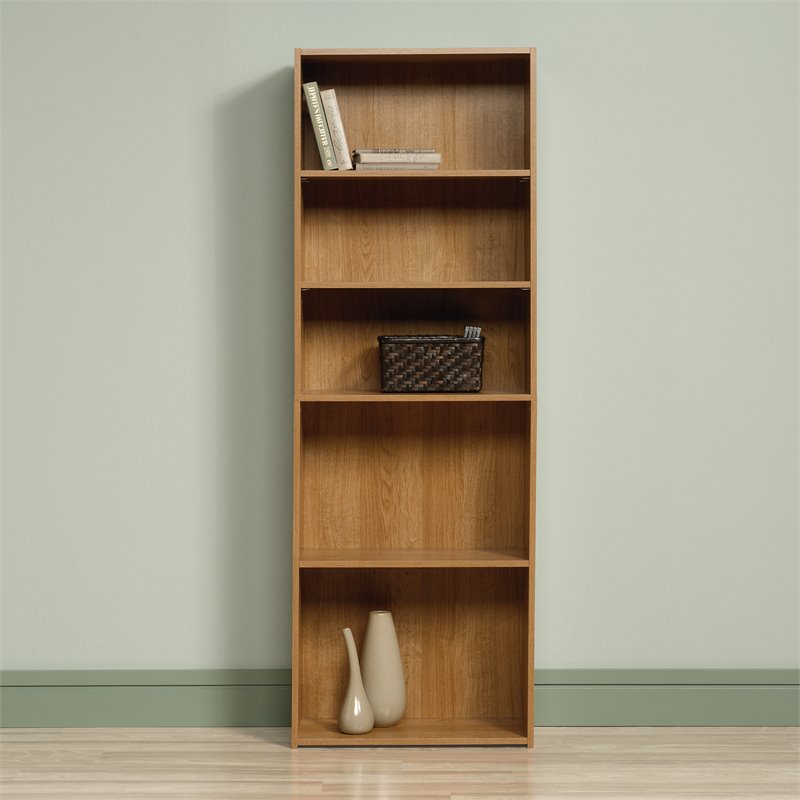 Sauder Beginnings Engineered Wood 5-Shelf Bookcase in Highland Oak