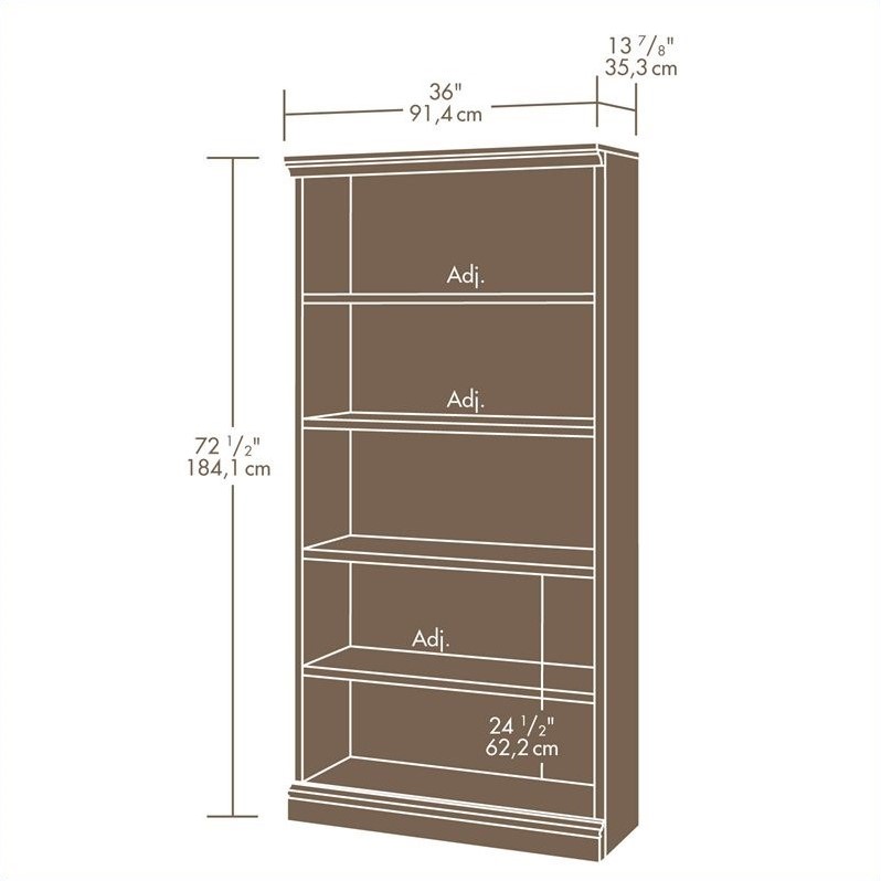Sauder Camden County Library 5 Shelf Bookcase In Planked Cherry Image Is Loading Sauder Camden County Library 5 Shelf Bookcase In