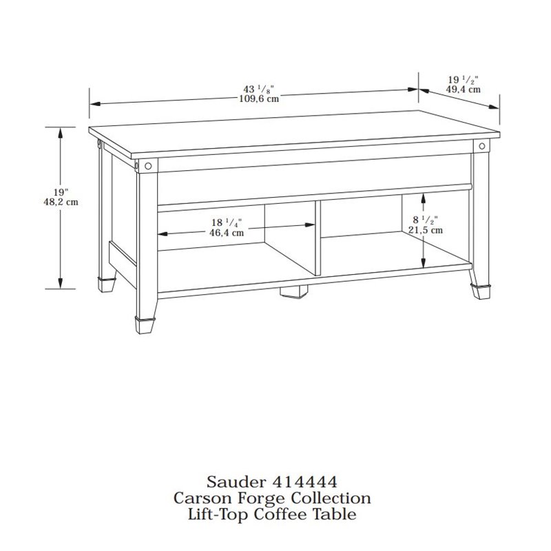 Sauder Carson Forge Lift-Top Engineered Wood Coffee Table in Washington Cherry