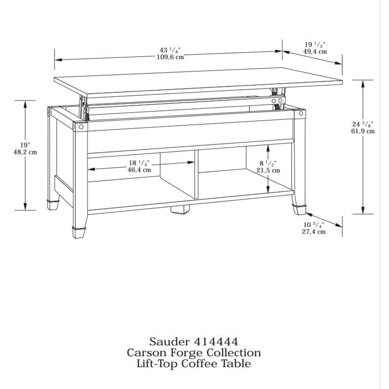 Sauder Carson Forge Lift Top Wood And, Sauder Carson Forge Lift Top Coffee Table Assembly Instructions