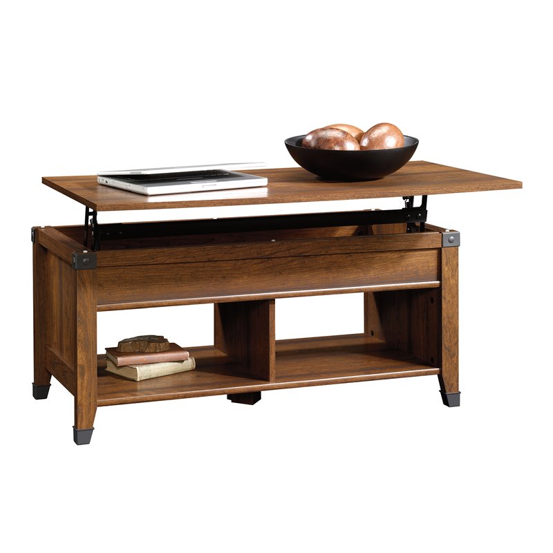 Sauder Carson Forge L-Shaped Computer Desk – Washington Cherry Finish, Engineered Wood, With Drawers & Shelves