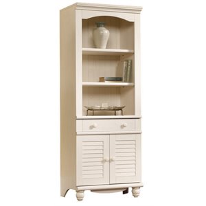 sauder harbor view library with doors in antiqued white