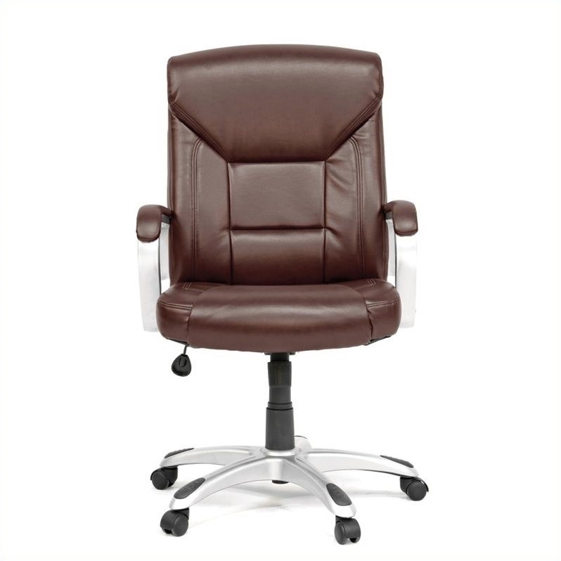Executive Office Chair Leather Brown in Office Chair Brown 412075