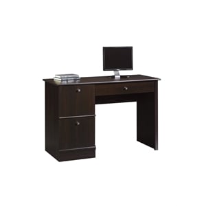 sauder select computer desk with keyboard tray in cinnamon cherry