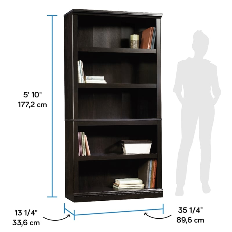 Sauder Select Engineered Wood 5 Shelf Bookcase in Estate Black