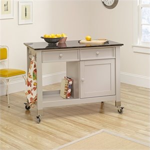 Mobile Kitchen Island in Cobblestone