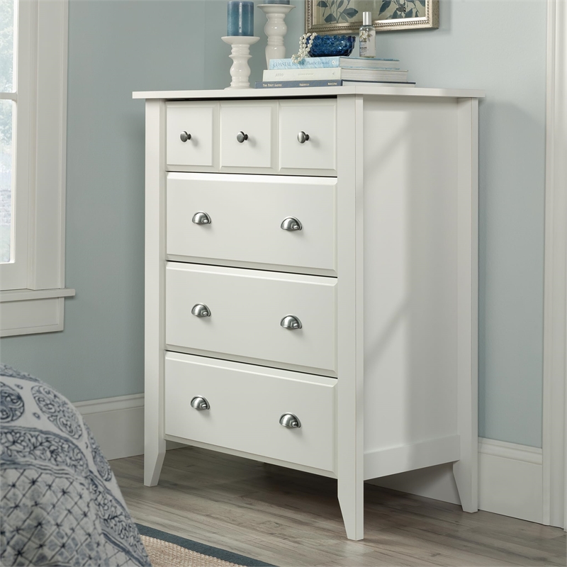 Sauder Shoal Creek Engineered Wood 4 Drawer Chest in Soft White