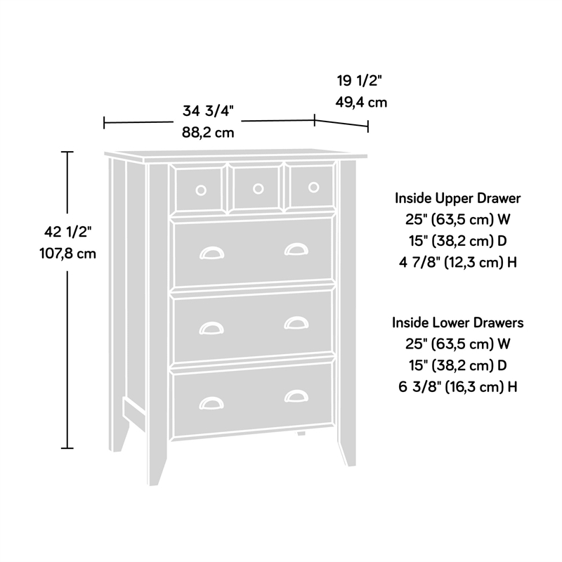 Sauder Shoal Creek Engineered Wood 4 Drawer Chest in Soft White