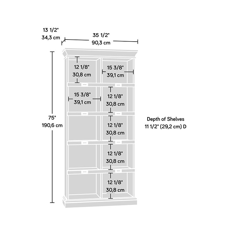 Sauder Barrister Lane Engineered Wood Tall 10Cubby Bookcase in Salt Oak