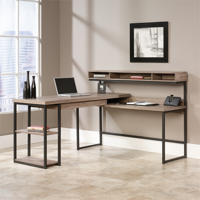 Sauder Transit L Desk in Salt Oak