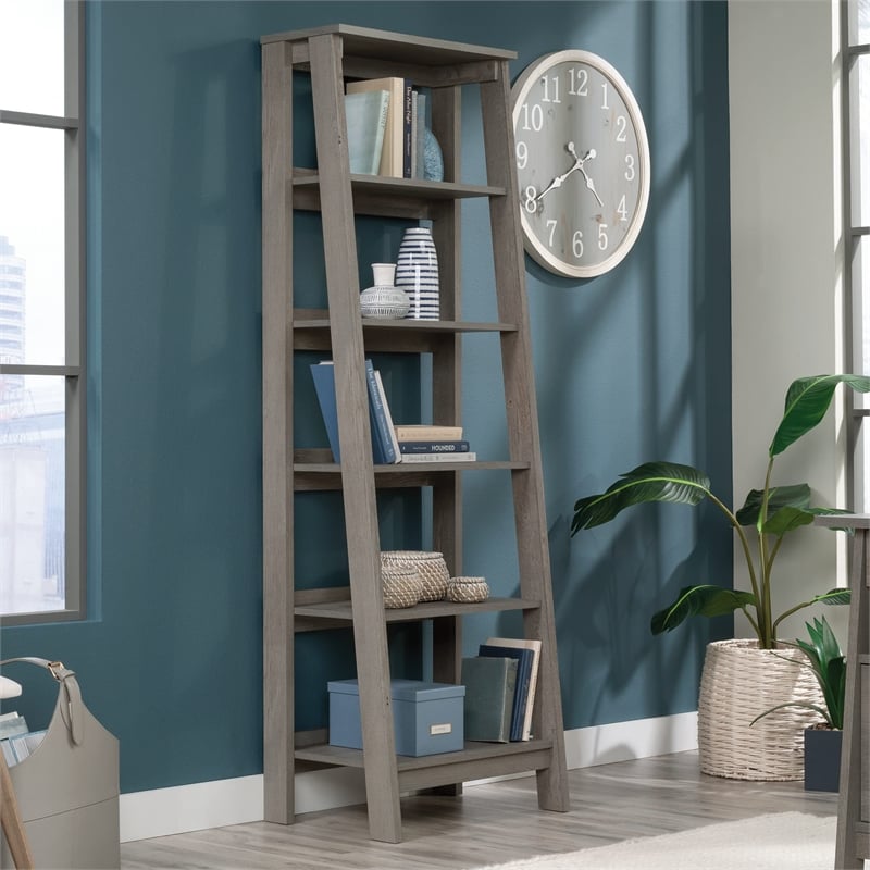 Sauder Trestle 5 Shelf Bookcase in Jamocha Wood