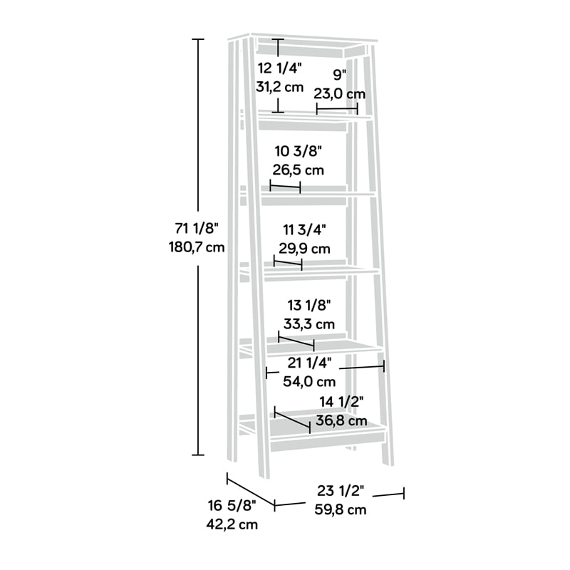 Sauder Trestle 5 Shelf Bookcase in Jamocha Wood