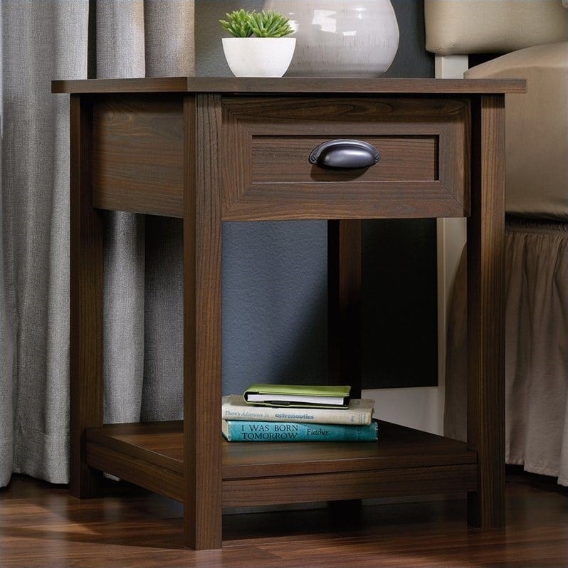 Sauder County Line Nightstand In Rum Walnut 415998