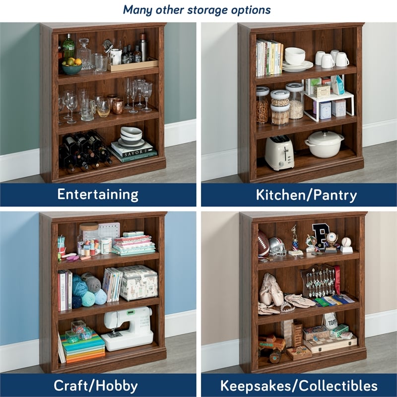 Sauder Select Engineered Wood 3 Shelf Bookcase in Washington Cherry