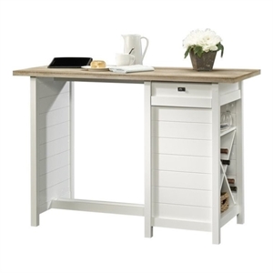 sauder cottage road work table in soft white