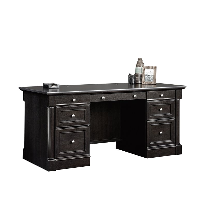 Sauder Palladia Engineered Wood Executive Desk in Wind Oak
