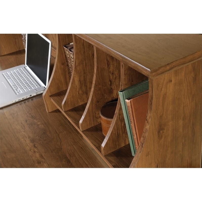 Sauder Edge Water Computer Desk with Hutch in Auburn Cherry 419401